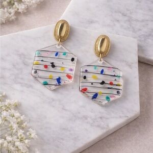 Confetti Hexagon Drop Earrings